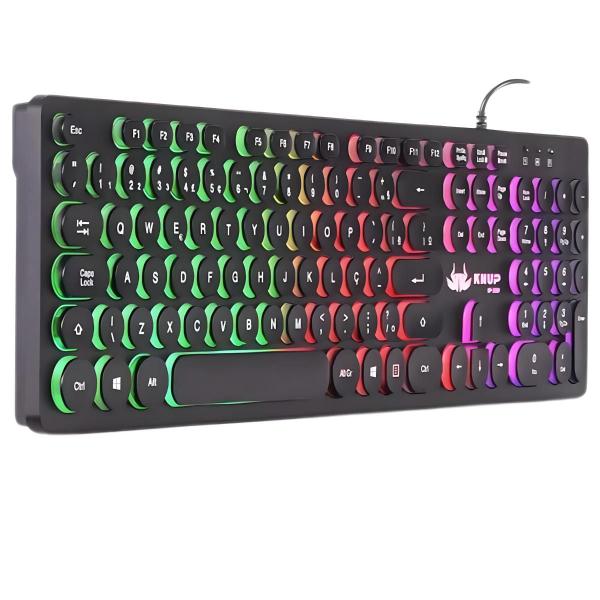 Imagem de Teclado gamer retoiluminado usb com led rgb teclas redondas