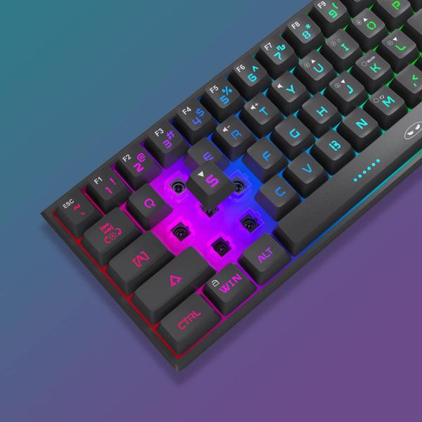 Imagem de Teclado Gamer RGB 60%, 61 teclas, compacto, MageGee TS91 à prova d'água (Preto)