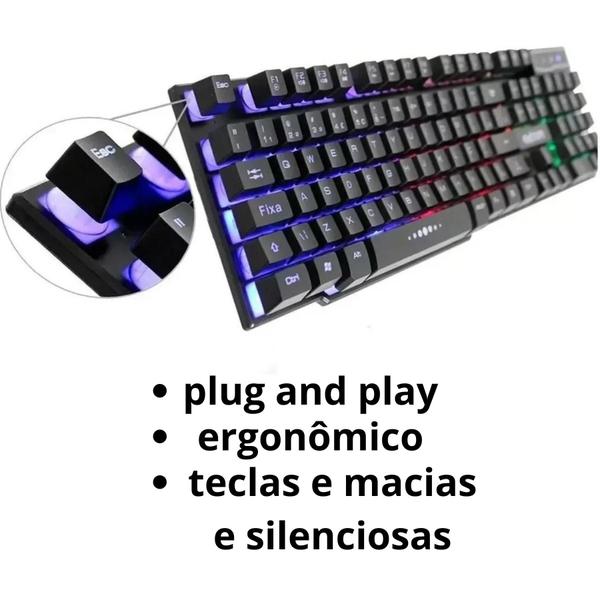 Imagem de teclado gamer rgb semi mecanico bk 151 multimídia exbom led