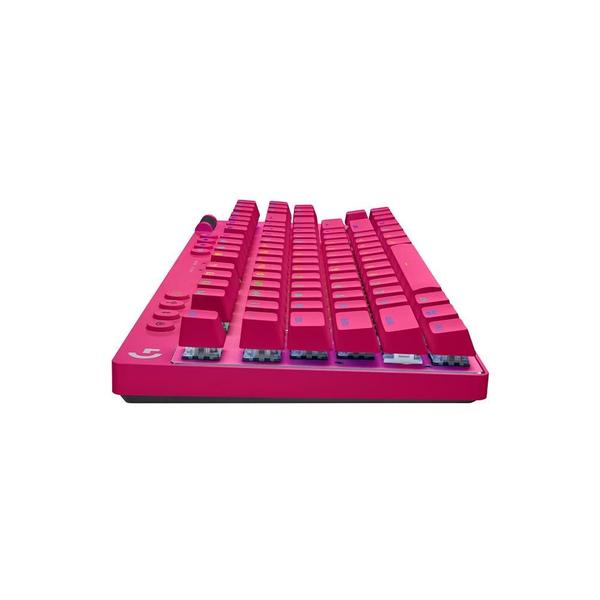 Imagem de Teclado Gamer Sem Fio Logitech G Pro X com design TKL, Layout US, RGB LIGHTSYNC e Switch Exclusivo GX Brown Tactile, Rosa Magenta- 920-012154