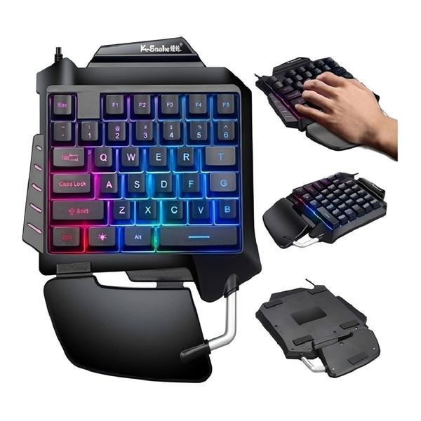 Imagem de Teclado Gamer Semi-Mecânico de Uma Mão Com Led RGB Eleve o Nivel de seus jogos