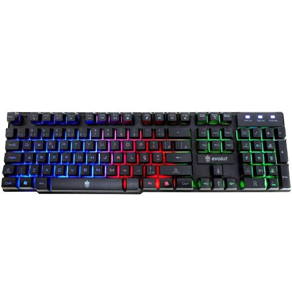 Imagem de Teclado Gamer Semi Mecânico EVOLUT Hawke EG-206 RB ABNT2 BlackLight LED