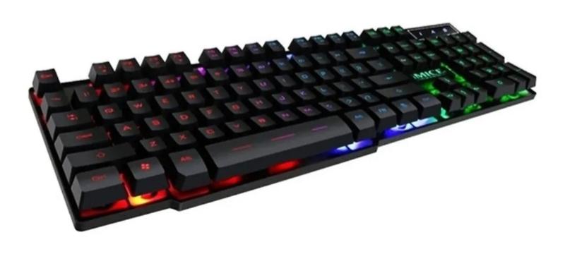 Imagem de Teclado Gamer Semi-mecânico RGB com Iluminação de LED Qwerty KP-2050 - Kp 2050