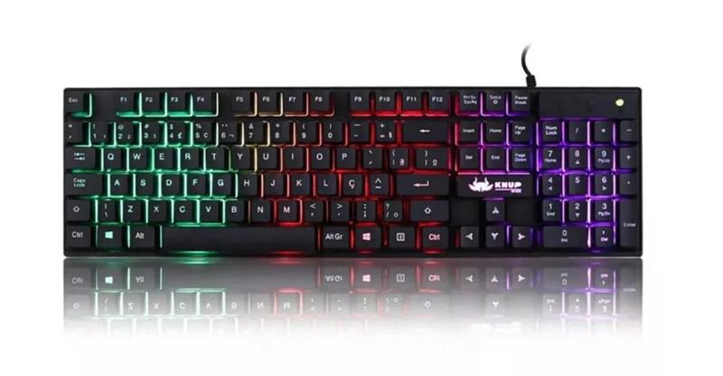 Teclado Gamer Semi Mecânico Usb com Led Knup - KP-2043 Imagem de Teclado Gamer Semi Mecânico Usb com Led Knup - KP-2043