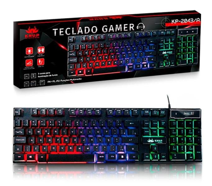 Imagem de Teclado Gamer Semi Mecânico Usb com Led Knup - KP-2043