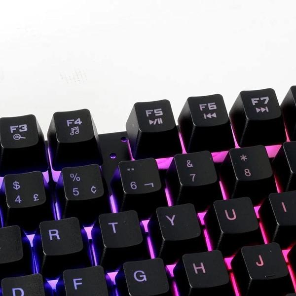 Imagem de Teclado Gamer Semi Mecânico USB LED RGB Antighost Iluminado Abnt2 Computador PC Notebook