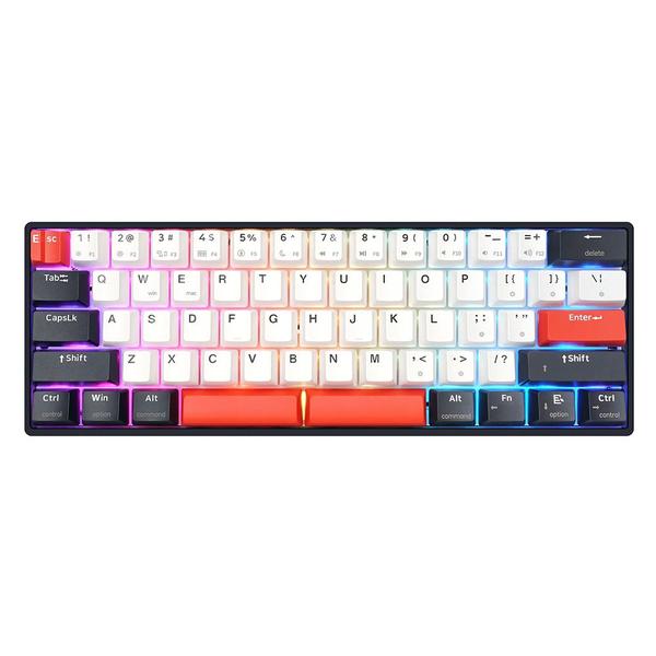 Imagem de Teclado gamer skyloong gk61 qmkvia 60% rgb usb hot swap switch ktt brown preto