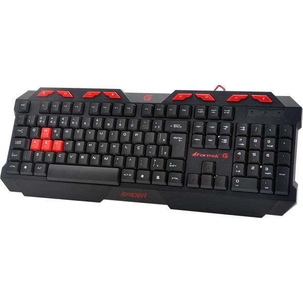 Imagem de Teclado Gamer Spider Gk706 Preto/Vermelho Fortrek Multimídia