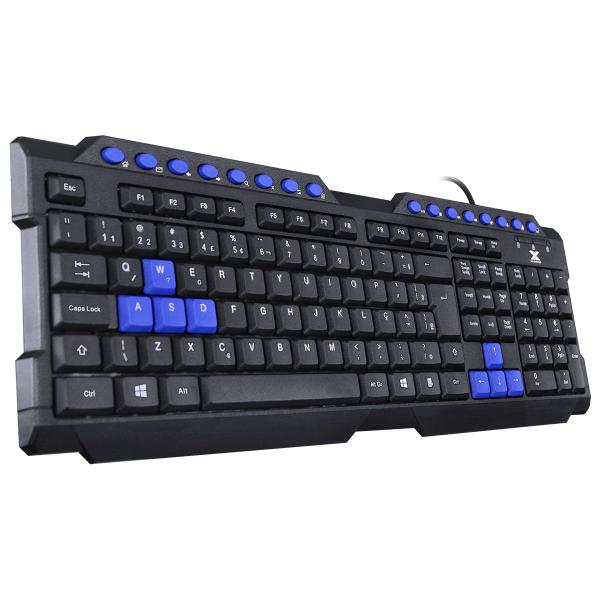 Imagem de Teclado Gamer Vx Gaming Dragon V2 Abnt2 1.8m Preto Com Azul - Gt102