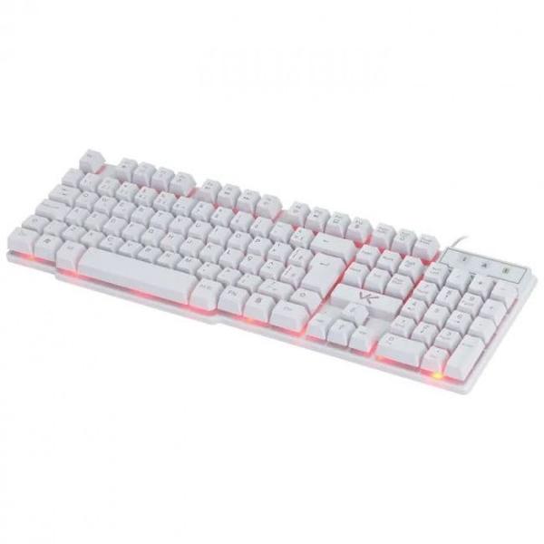 Imagem de Teclado Gamer Vx Gaming Hydra Branco Abnt2 Multimídia Com Led Vermelho Sensacao Mecanica Usb 1.8M - Gth110Bv