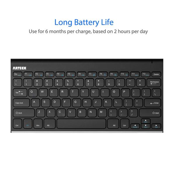 Teclado Inox Slim Sem Fio c/ Bateria Recarregável p/ PC, Smart TV e Windows 10/8/7/Vista/XP - Arteck Imagem de Teclado Inox Slim Sem Fio c/ Bateria Recarregável p/ PC, Smart TV e Windows 10/8/7/Vista/XP