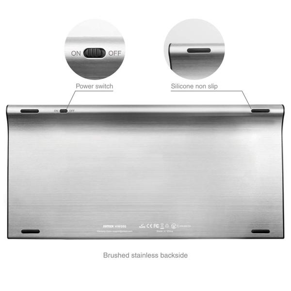 Teclado Inox Slim Sem Fio c/ Bateria Recarregável p/ PC, Smart TV e Windows 10/8/7/Vista/XP - Arteck Imagem de Teclado Inox Slim Sem Fio c/ Bateria Recarregável p/ PC, Smart TV e Windows 10/8/7/Vista/XP