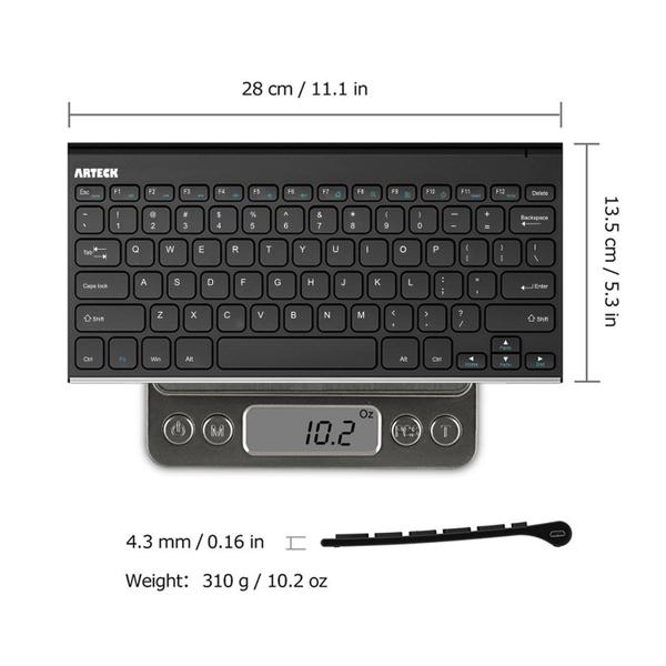 Teclado Inox Slim Sem Fio c/ Bateria Recarregável p/ PC, Smart TV e Windows 10/8/7/Vista/XP - Arteck Imagem de Teclado Inox Slim Sem Fio c/ Bateria Recarregável p/ PC, Smart TV e Windows 10/8/7/Vista/XP