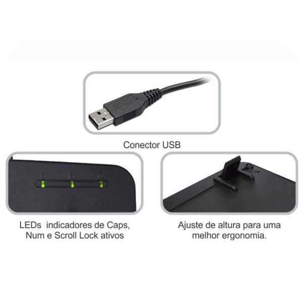 Imagem de Teclado Kmex Padrão Abnt2, Usb, Preto - KM-3928U