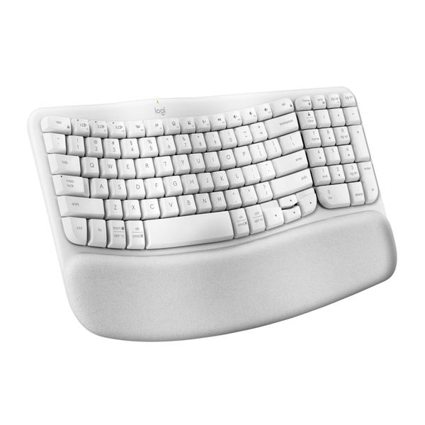 Imagem de Teclado Logitech Wave Keys sem fio ergonômico esbranquiçado