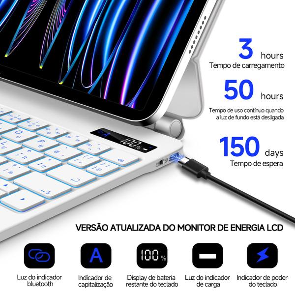 Imagem de Teclado Mágico para lpad Pro 12.9 (6ª/5ª/4ª/3ª geração) Caso Teclado Bluetooth Sem Fio