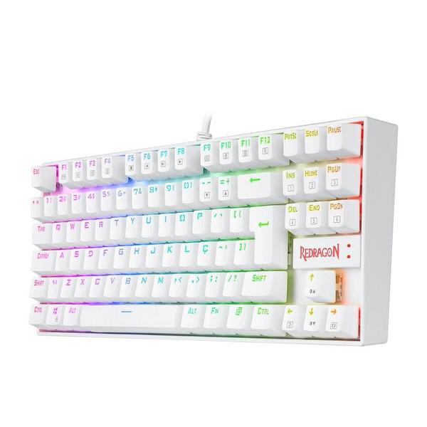 Imagem de Teclado magnetico usb gamer kumara pro rgb switch blue redragon k552w-rgb-pro branco