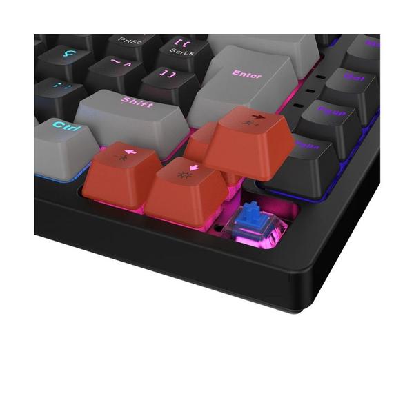 Imagem de Teclado Mecanico 75% Pcyes Kirin Black Vulcan - Switch Blue - Led Rainbow - PTKR75BL