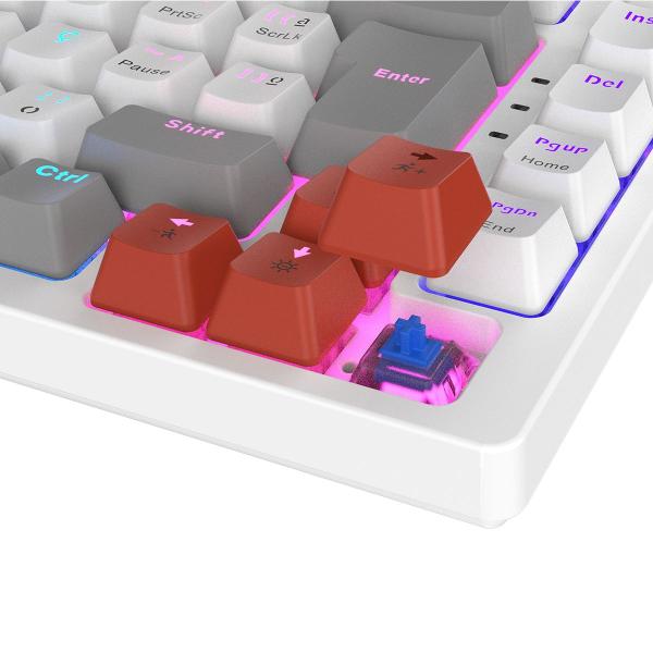 Imagem de Teclado Mecanico 75% Pcyes Kirin White Ghost - Switch Blue - Led Rainbow - Ptkrwg75Bl