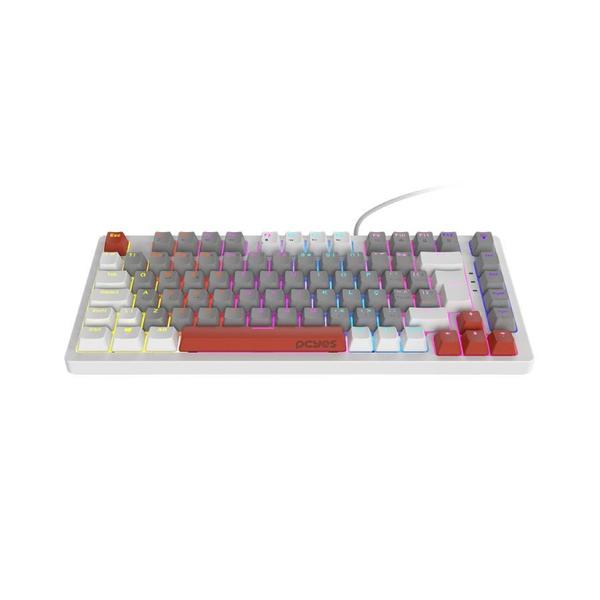 Imagem de Teclado Mecanico 75% Pcyes Kirin White Ghost - Switch Red - Led Rainbow - PTKRWG75RD