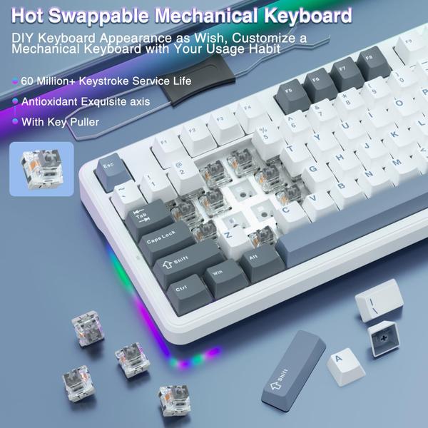 Imagem de Teclado mecânico AULA F87 com fio 75% TKL Gasket Hot Swappable