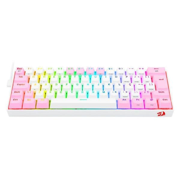 Imagem de Teclado mecanico draconic pro rgb wireless switch brown redragon k530wp-rgb-pro branco com rosa