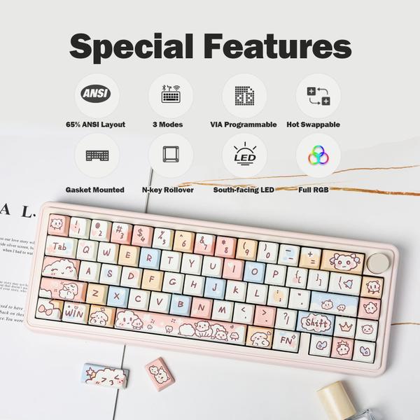 Teclado mecânico EPOMAKER CIDOO Nebula 65% Rosa Imagem de Teclado mecânico EPOMAKER CIDOO Nebula 65% Rosa