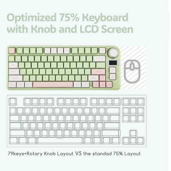 Imagem de Teclado mecânico EPOMAKER TH80-X Gasket 75% RGB Verde