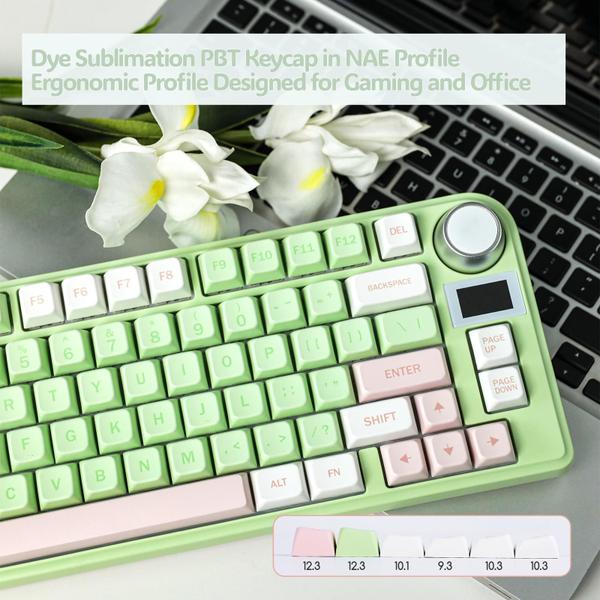 Imagem de Teclado mecânico EPOMAKER TH80-X Gasket 75% RGB Verde