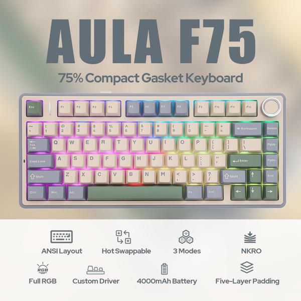 Imagem de Teclado mecânico EPOMAKER x Aula F75 Gasket 75% RGB