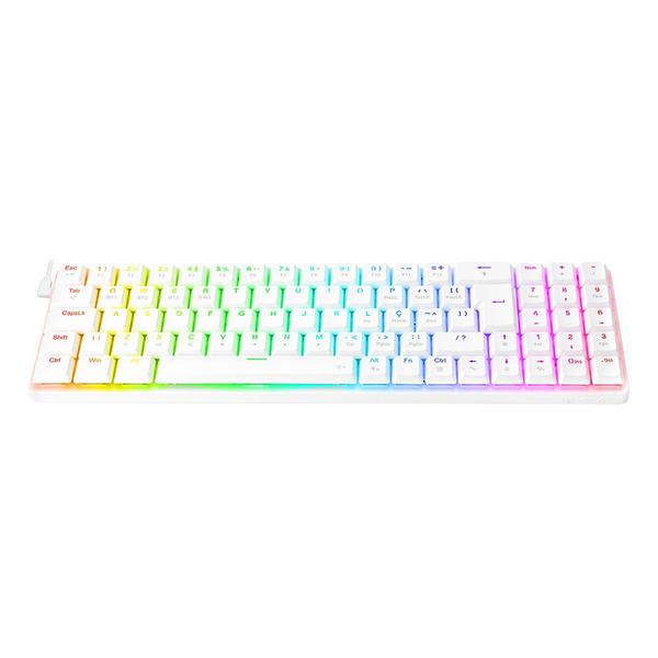 Imagem de Teclado mecanico gamer ashe pro rgb switch brown redragon k626p-kbs-w branco