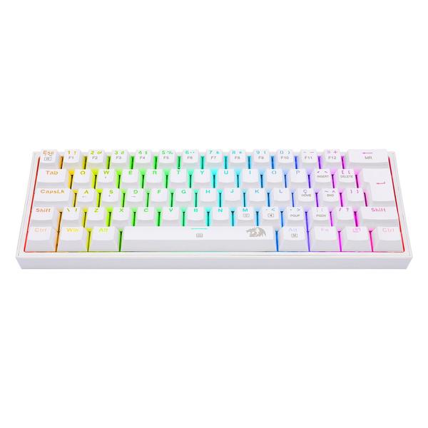 Imagem de Teclado Mecânico Gamer Compacto Redragon Fizz Lunar White Rgb