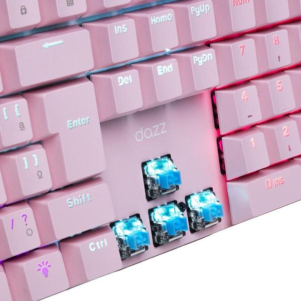 Imagem de Teclado Mecânico Gamer Dazz Orion Essential, RGB, Switch YH Blue, ABNT2, Rosa - 62000132