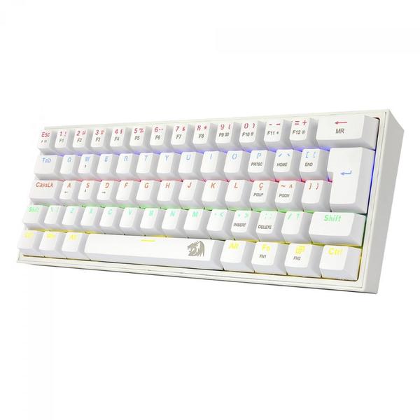 Imagem de Teclado mecanico gamer fizz rainbow switch brown redragon k617-r-w branco