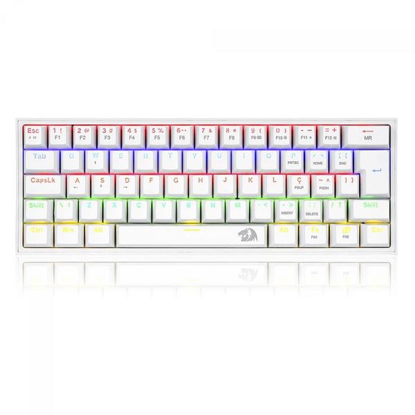 Imagem de Teclado mecanico gamer fizz rainbow switch brown redragon k617-r-w branco