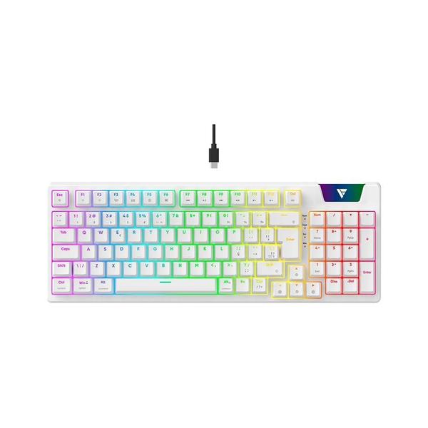 Imagem de Teclado Mecanico Gamer Force One Atlas Pro, RGB, Switchs Huano Red, Keycap Personalizável, Hotswap, Cabo Removível, Branco - FR.TC.AP.01