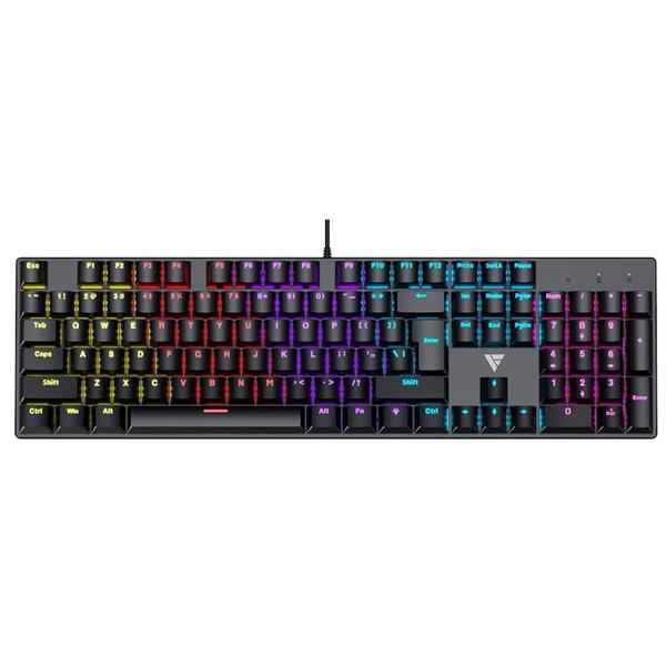 Teclado Mecânico Gamer Force One Avro, Rainbow, Switch Blue, Anti