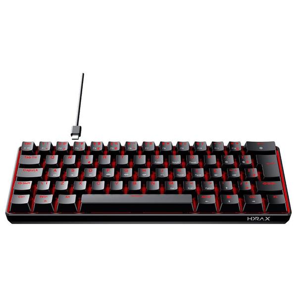 Imagem de Teclado Mecânico Gamer Hyrax Thunder HCK61, LED Vermelho, USB-C, Switch Blue, 100% anti-ghosting, ABNT2 - HCK61B-BLUE-LED