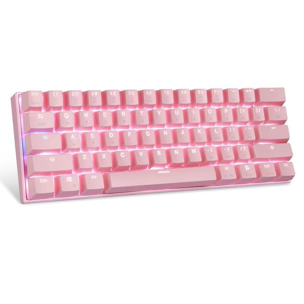 Imagem de Teclado Mecânico Gamer Motospeed Ck62 Rosa Switch Azul