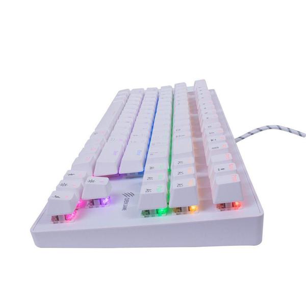 Imagem de Teclado Mecânico Gamer OEX Game Wolf, LED Rainbow, Switch Outemu Brown, ABNT2, Branco - TC605