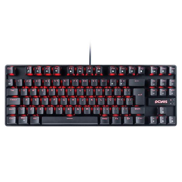 Imagem de Teclado Mecânico Gamer PCyes Neron, LED Vermelho, Switch Blue, Anti-Ghosting, ABNT2, Preto - PNOHBLV