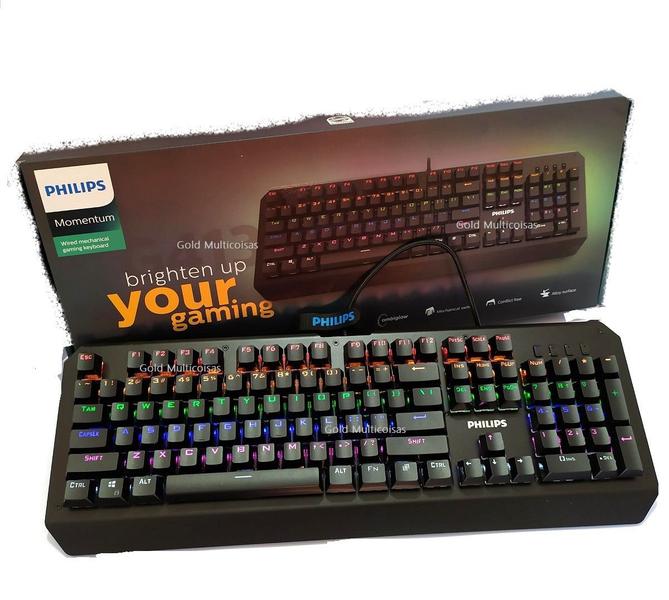 Imagem de Teclado Mecânico Gamer Philips Usb Led Rgb Luminoso 8413