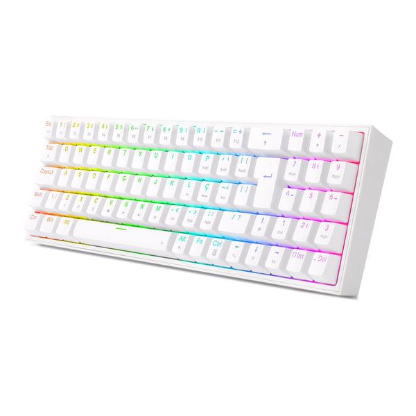 Imagem de Teclado mecanico gamer pollux rgb switch brown redragon k628-rgb-w branco