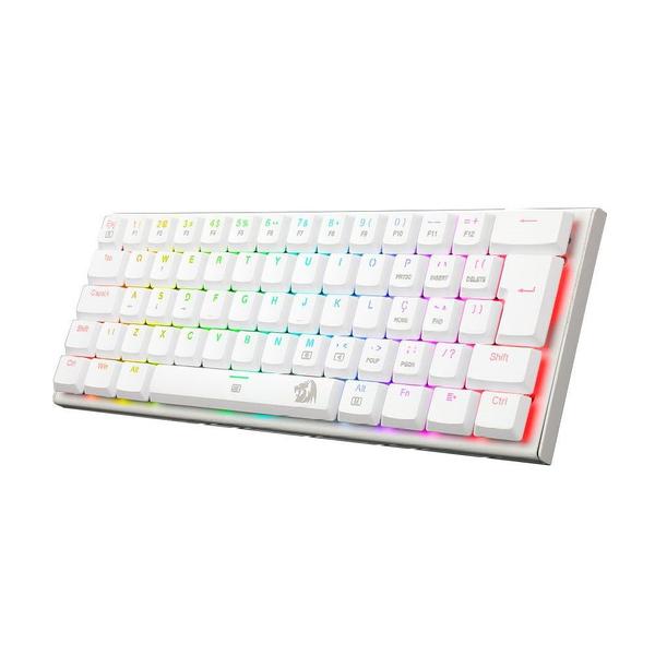 Imagem de Teclado Mecânico Gamer Redragon Anivia, RGB, Switch Azul, ABNT2, Branco