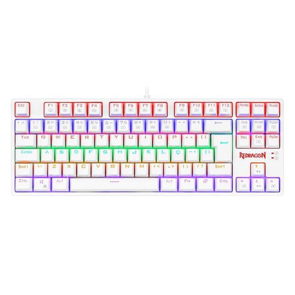 Imagem de Teclado Mecânico Gamer Redragon Daksa Lunar White, Rainbow, Switch Blue, ABNT2, Branco