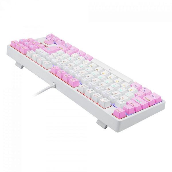 Imagem de Teclado Mecânico Gamer Redragon Daksa Rainbow, Switch Blue Removíveis, ABNT2, White/Pink