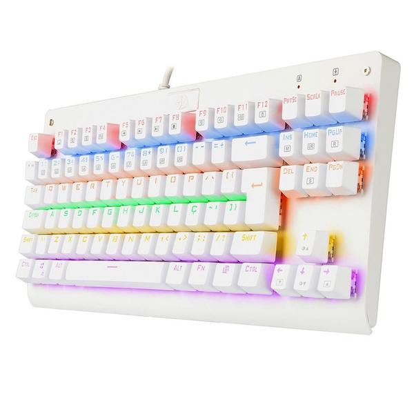 Imagem de Teclado Mecânico Gamer Redragon Dark Avanger, Rainbow, Switch Blue, ABNT2, Branco Lunar White - K568W-R (PT-BLUE)