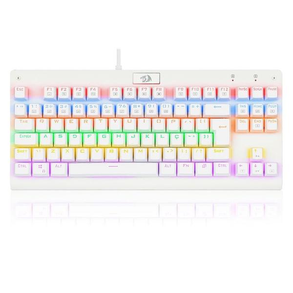 Imagem de Teclado Mecânico Gamer Redragon Dark Avanger, Rainbow, Switch Red, ABNT2, Branco Lunar White - K568W-R (PT-RED)