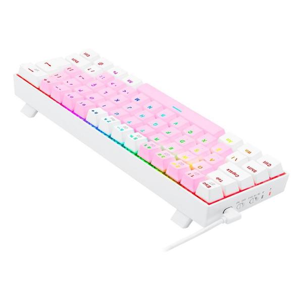 Imagem de Teclado Mecânico Gamer Redragon Draconic Pro, RGB, Switch Brown, USB, Bluetooth, ABNT2, Rosa e Branco - K530PW-RGB-PRO (PT-BROWN)