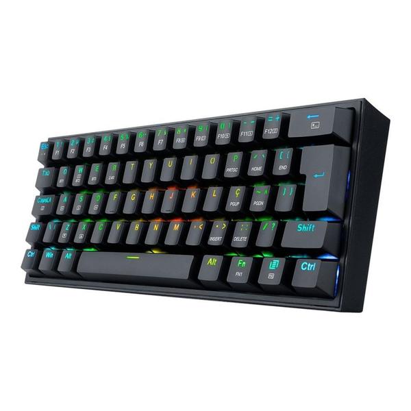 Imagem de Teclado Mecânico Gamer Redragon Fizz Pro RGB, Preto, Switch Brown, Layout 60%, ABNT